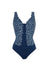 Sunmarin Ruched Panel One Piece - Night Blue