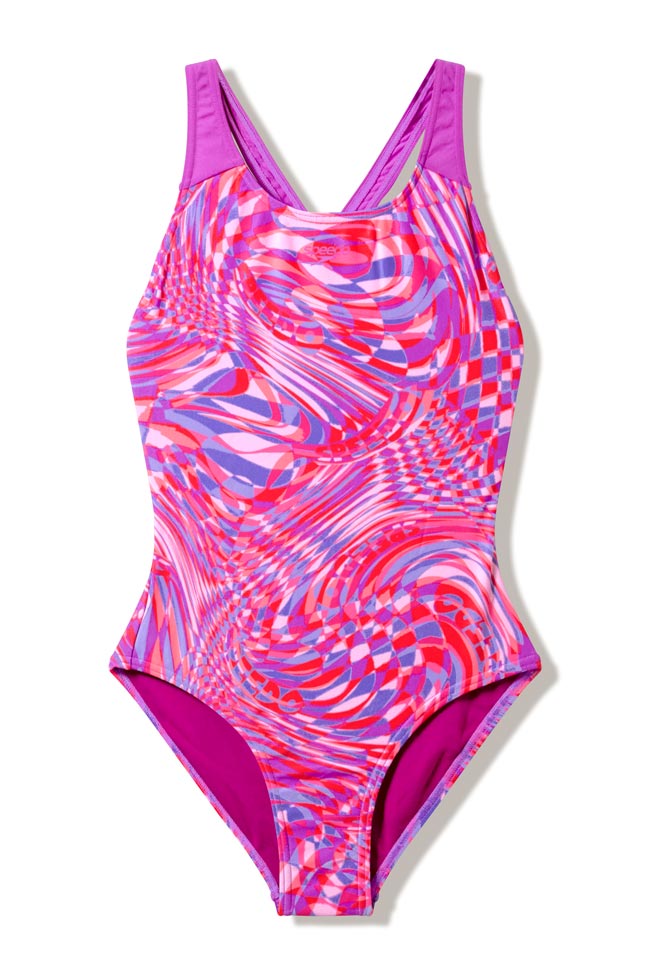 Speedo Girls Printed Splashback One Piece - Neon Jelly