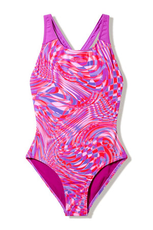 Speedo Girls Printed Splashback One Piece - Neon Jelly