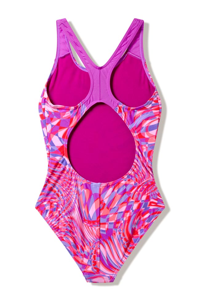 Speedo Girls Printed Splashback One Piece - Neon Jelly