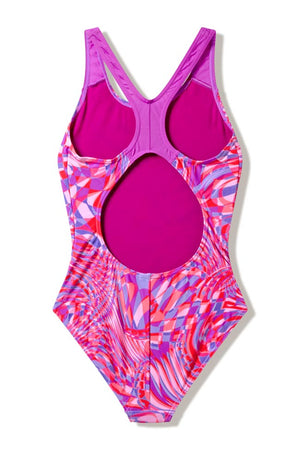 Speedo Girls Printed Splashback One Piece - Neon Jelly