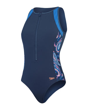 Speedo Womens Panel Hydrasuit One Piece - Spruce Blue