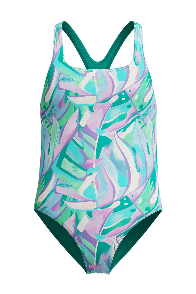 Speedo Junior Girls Alfalfa Green Printed Medalist One Piece