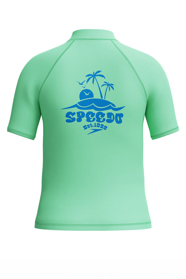 Speedo Junior Boys Alfalfa Green S/S UV Rashtop