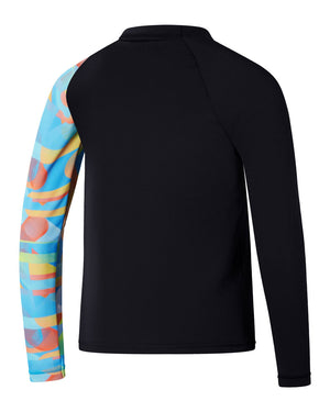 Speedo Junior Boys Digital Long Sleeve Rashtop - Black/ Picton Blue/ Punch Blue