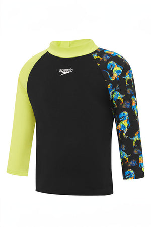 Speedo Toddler Boys Endurance+ Black/Multi Dino L/S Rashie