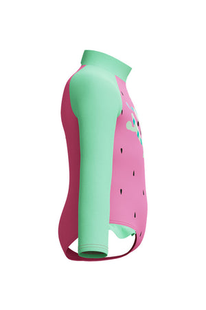 Speedo Toddler Girls Neon Bubble Gum Watermelon L/S Frill One Piece