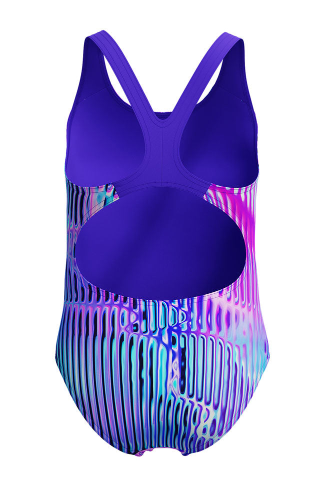 Speedo Junior Girls Indigo Glow Dig Placement Splashback Once Piece
