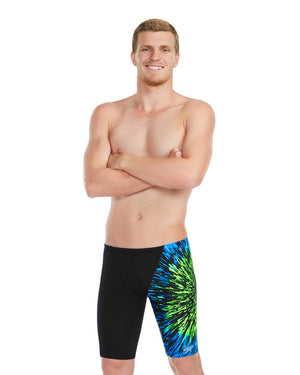 Speedo Mens Placement V-Cut Jammer - Black/Picton Blue/ Harlequin Green