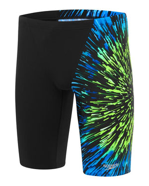 Speedo Mens Placement V-Cut Jammer - Black/Picton Blue/ Harlequin Green