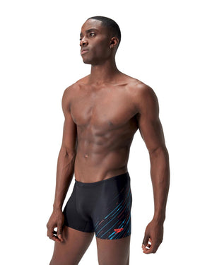 Speedo Mens Hyperboom V-Cut Aquashort - Black/Picton Blue/Siren Red