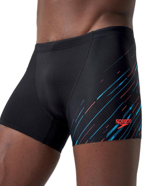 Speedo Mens Hyperboom V-Cut Aquashort - Black/Picton Blue/Siren Red