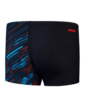 Speedo Mens Hyperboom V-Cut Aquashort - Black/Picton Blue/Siren Red