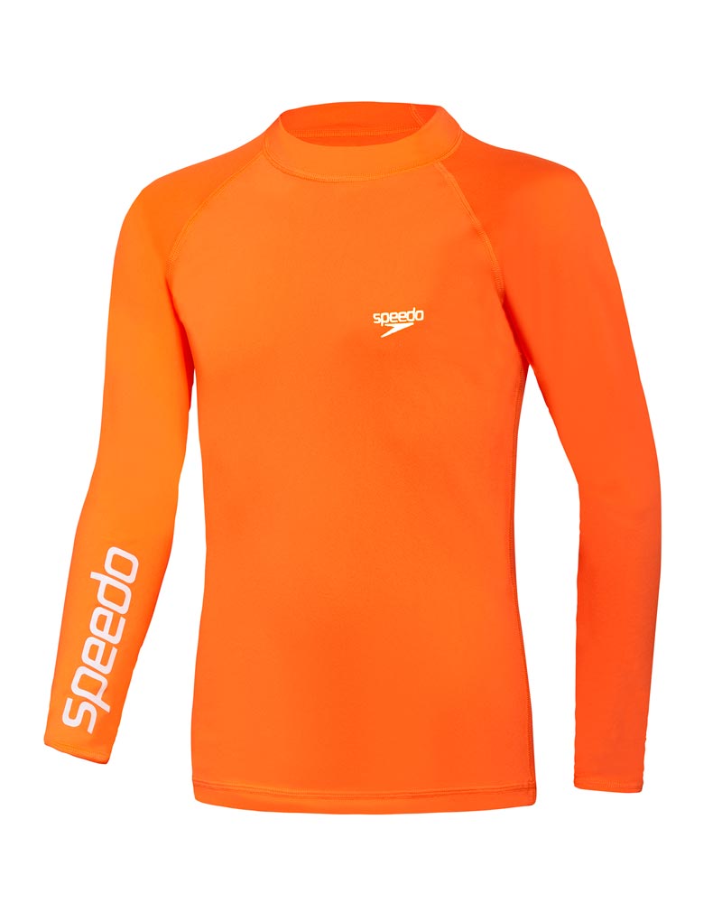 Speedo Junior Boys Long Sleeve Rash Top - Fluro Orange