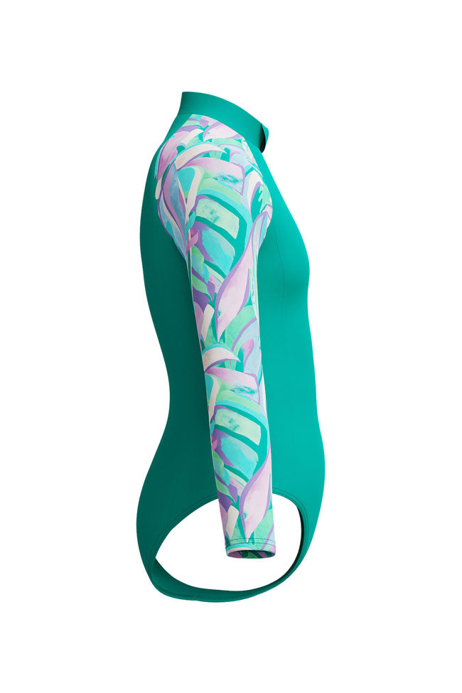 Speedo Junior Girls Turquoise Gem L/S One Piece Swimsuit