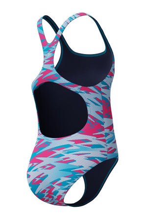 Speedo Junior Girls Hyperboom Allover Medalist One Piece - Margarita Pink