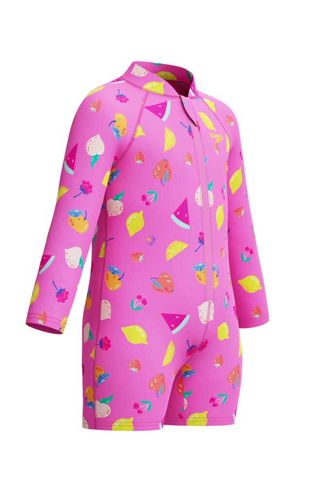 Speedo Toddler Girls Long Sleeve Zip Front Sunsuit - Fruity