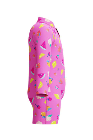 Speedo Toddler Girls Long Sleeve Zip Front Sunsuit - Fruity
