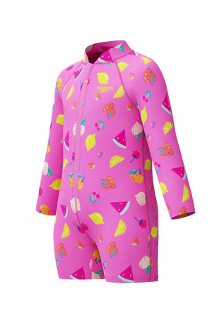 Speedo Toddler Girls Long Sleeve Zip Front Sunsuit - Fruity