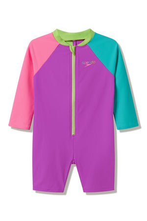 Speedo Toddler Girls Long Sleeve Zip One Piece - Colourblock
