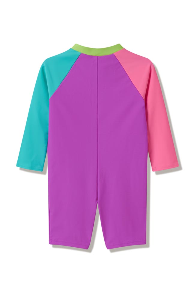 Speedo Toddler Girls Long Sleeve Zip One Piece - Colourblock