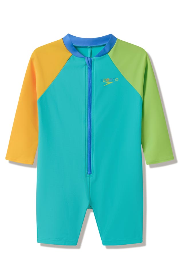 Speedo Toddler Boys Long Sleeve Zip One Piece - Colourblock