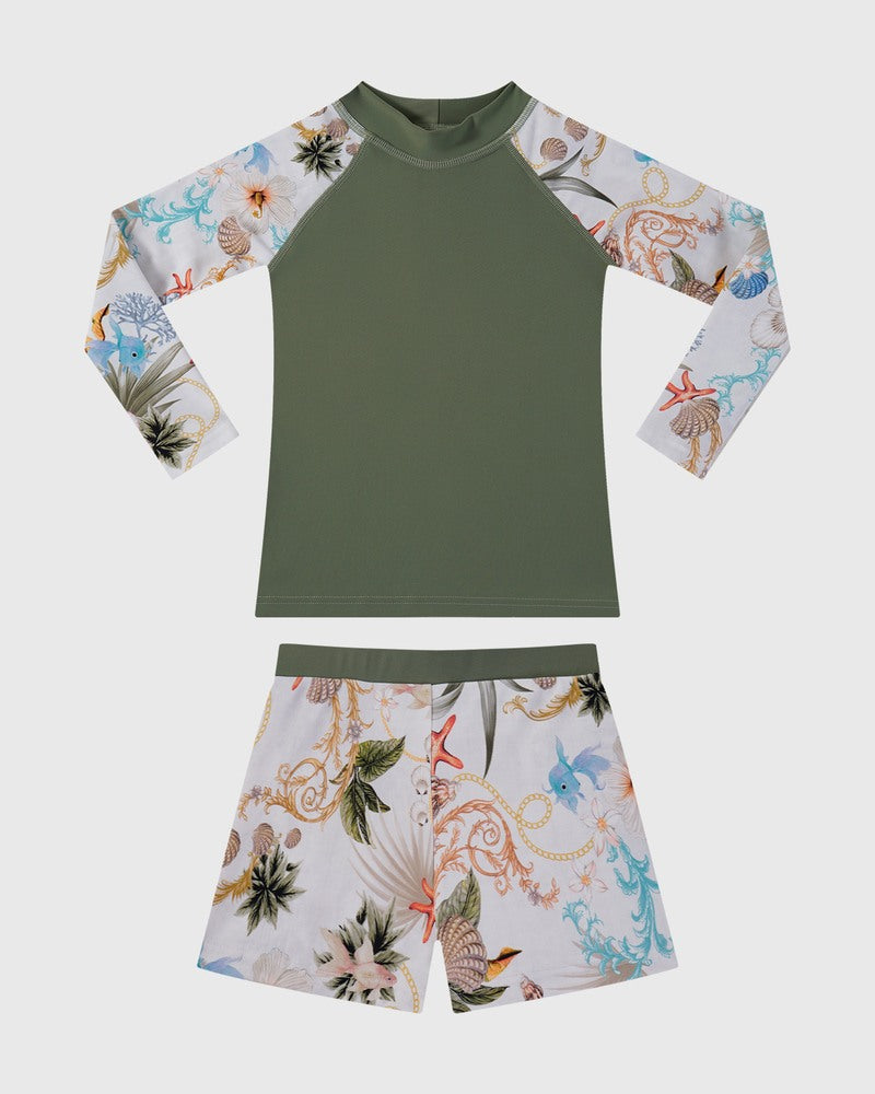 Aqua Blu Boys Long Sleeve Rash Vest Set - Playa