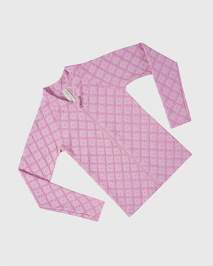 Aqua Blu Little Girls Long Sleeve Rash Vest - Stepping Stones