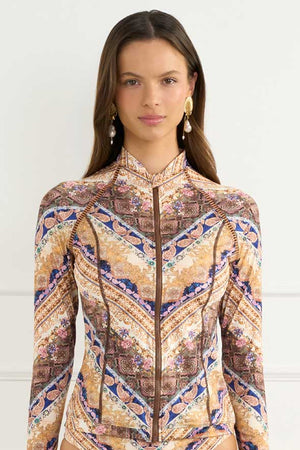 Aqua Blu Womens Hayley Rash Guard - Entramado