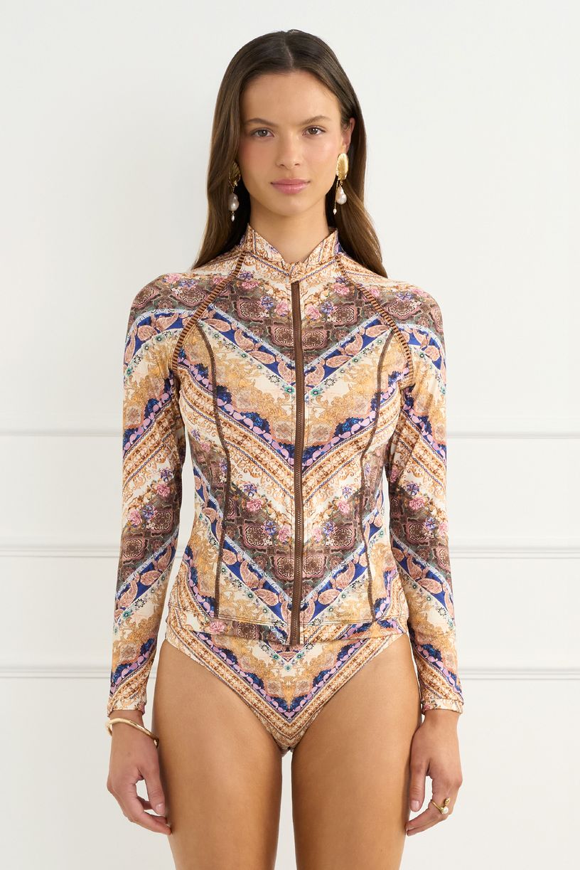 Aqua Blu Womens Hayley Rash Guard - Entramado