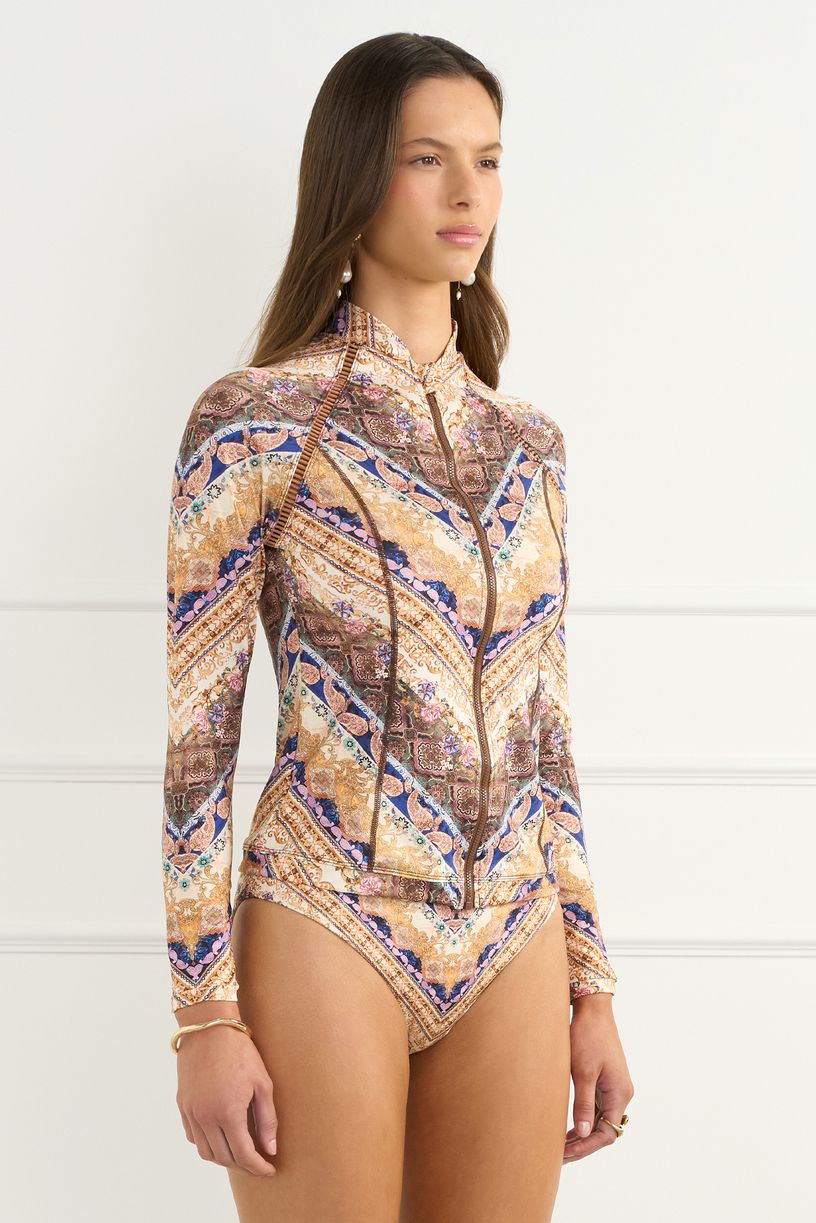 Aqua Blu Womens Hayley Rash Guard - Entramado