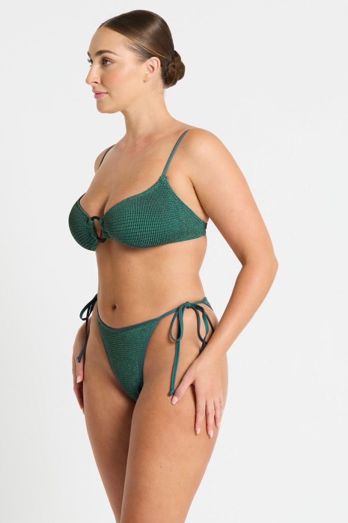 Bond-eye Ring Lissio Crop - Bottle Green Lurex