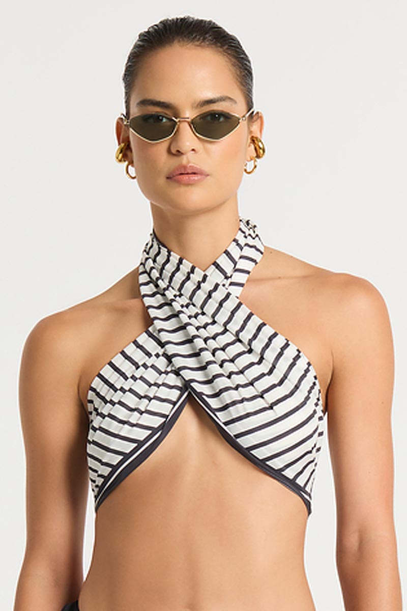 Bond-eye Kaia Sarong - Black Dot Stripe