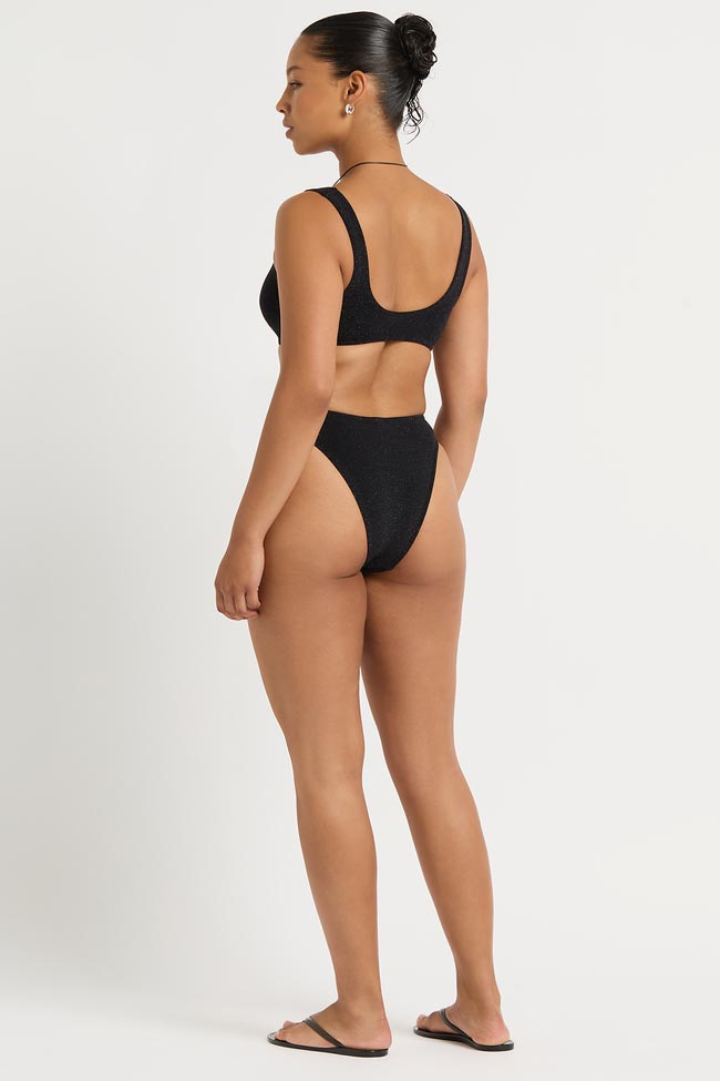 Bond-Eye Malibu 2.0 Crop - Black Lurex Micro Crinkle