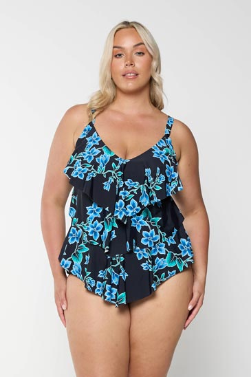 Capriosca 3 Tier Tankini Top - Bahamas Blue