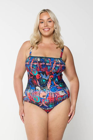 Capriosca Shirred Bandeau One Piece - Barbados