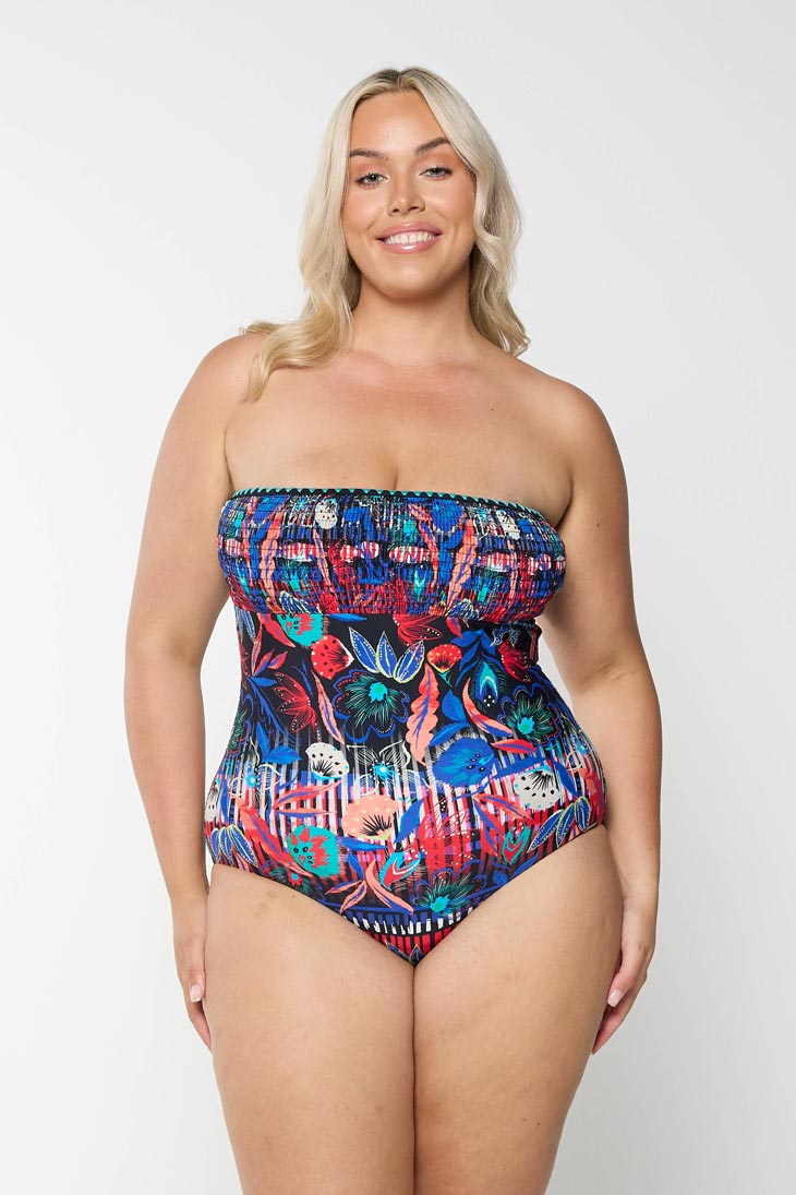 Capriosca Shirred Bandeau One Piece - Barbados