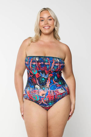 Capriosca Shirred Bandeau One Piece - Barbados
