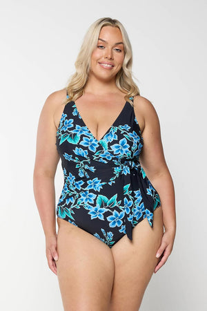 Capriosca Waist Tie One Piece - Bahamas Blue