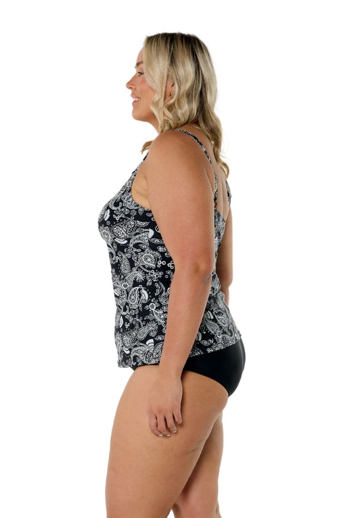 Capriosca Tank Style Tankini Top - Mono Paisley