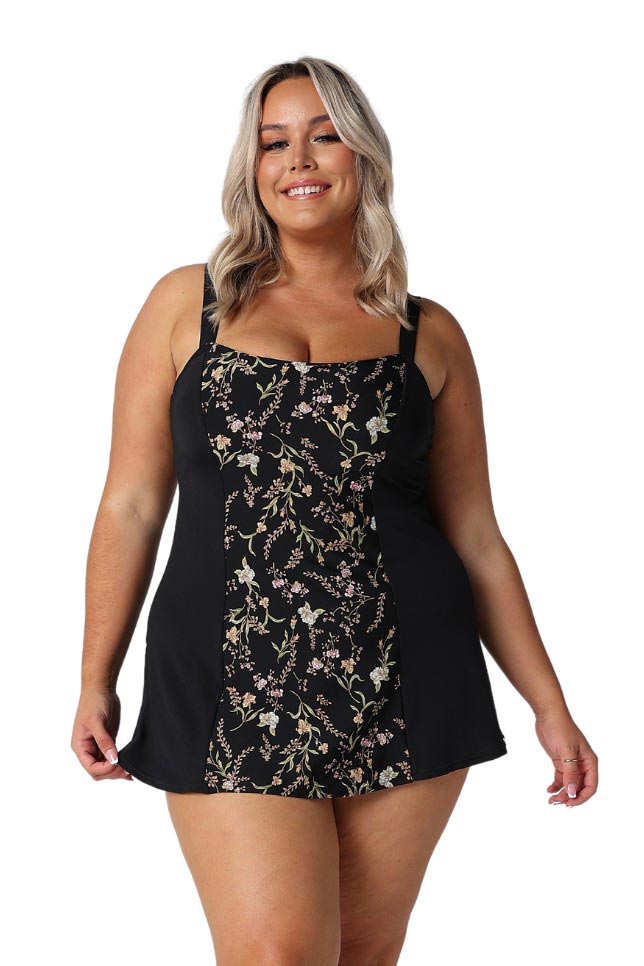 Capriosca Wide Strap Swim Dress (No Pant) - Wildflowers