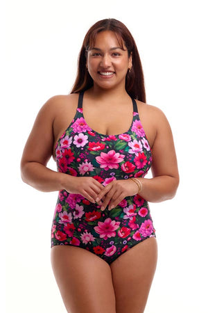 Funkita Ladies Brace Me Back One Piece - Garden Glow