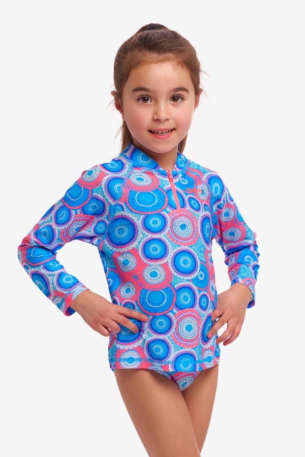 Funkita Toddler Girls Zippy Rash Vest - Bundjalung Blue