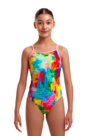 Funkita Girls Diamond Back One Piece - Falling Colours image 1