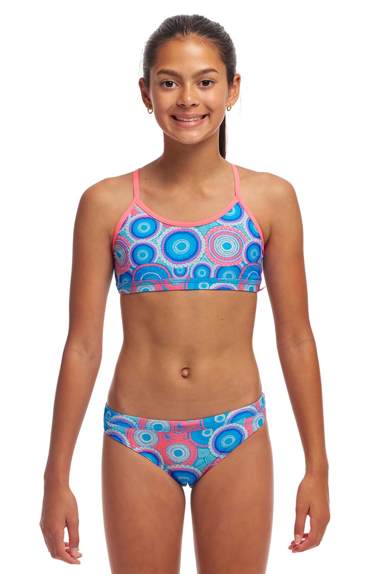 Funkita Girls Racerback Two Piece - Bundjalung Blue