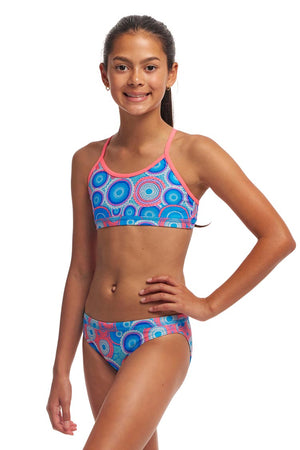 Funkita Girls Racerback Two Piece - Bundjalung Blue