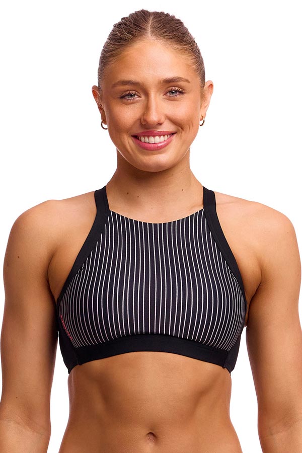 Funkita Ladies Hi Light Swim Top - Pin Stripe