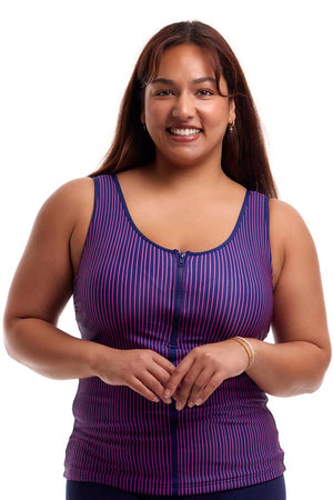 Funkita Ladies Zip Front tankini Top - Peach Tea