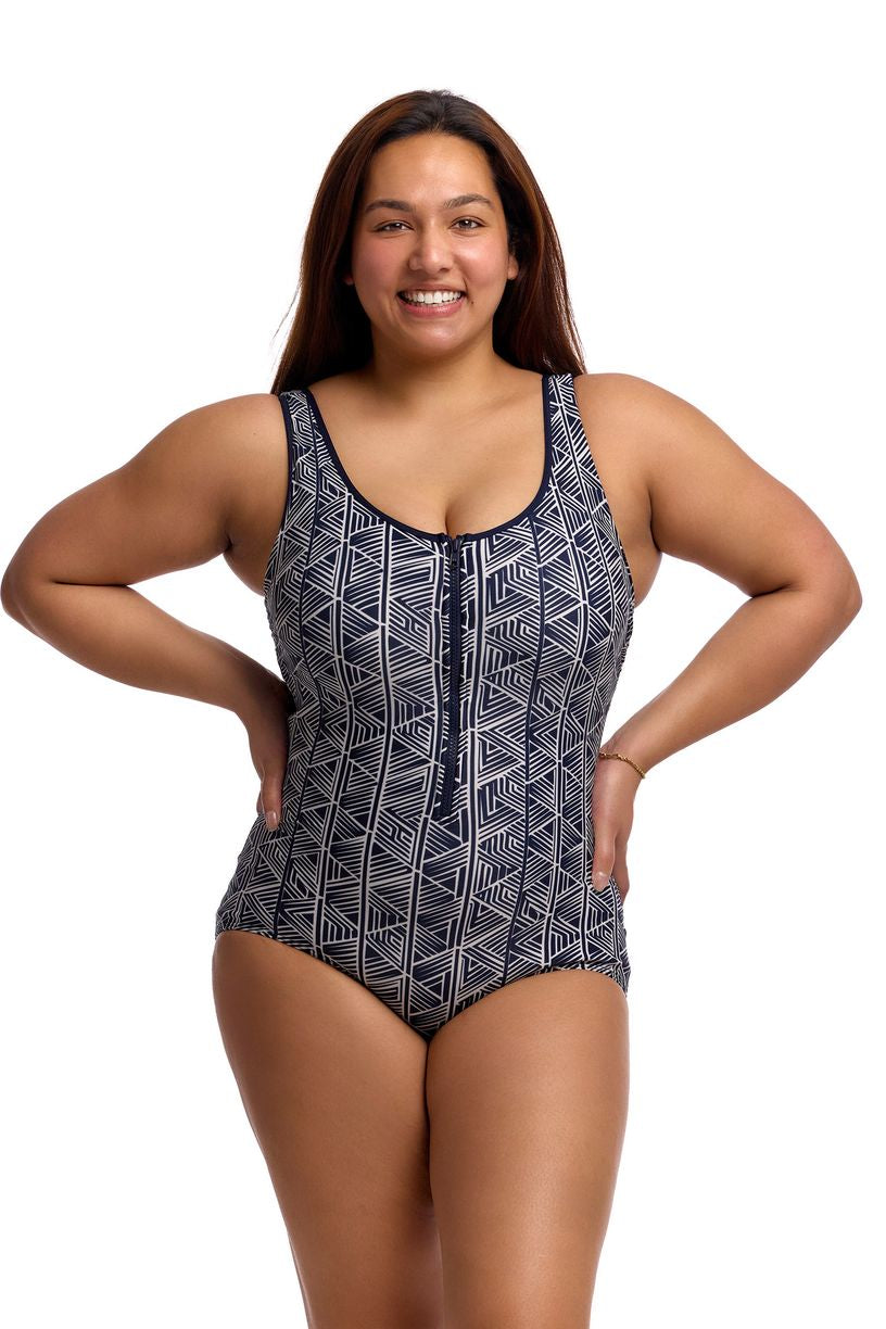 Funkita Ladies Zip Front One Piece - Stickler