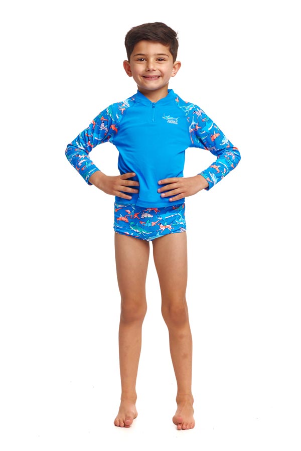 Funky Trunks Toddler Boys Zippy Rash Vest - Fin Swimming